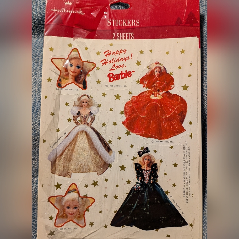 Barbie Vintage Festive Sticker Set - Red Gold Black Holiday New In Package